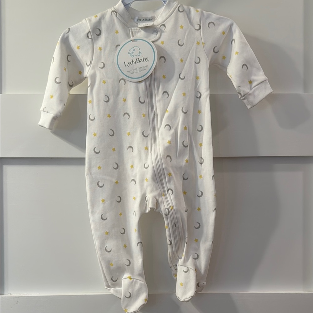Lyda Baby 100% Peruvian Pima Cotton - 0-3 Month - Moon and Star Onesie